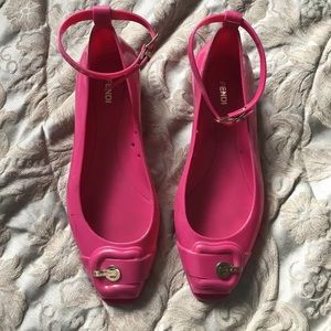 Pink Fendi Flat Jelly Sandals With Ankle Straps 41